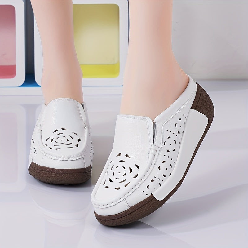 Women's Hollow Out Mules Slip On Platform Shoes