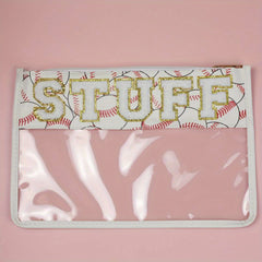 Clear Zipper Pouches Waterproof Toiletry Bag Baseball Softball Cosmetic Bag