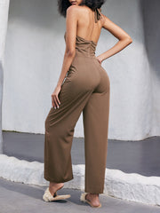 Women's Solid Criss Cross Wide Leg Jumpsuit