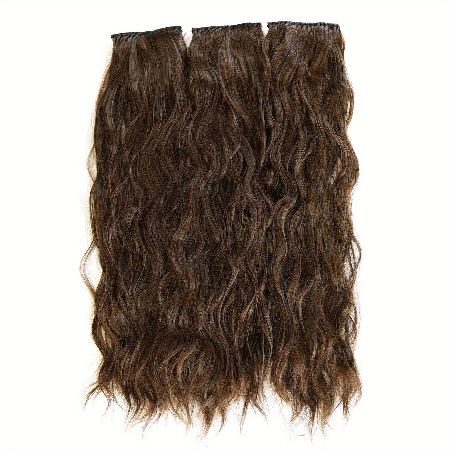 3pcs Water Wave Clip-In Hair Extensions for Women Natural Curly Hair Pieces