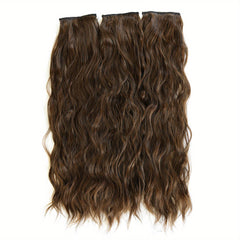 3pcs Water Wave Clip-In Hair Extensions for Women Natural Curly Hair Pieces