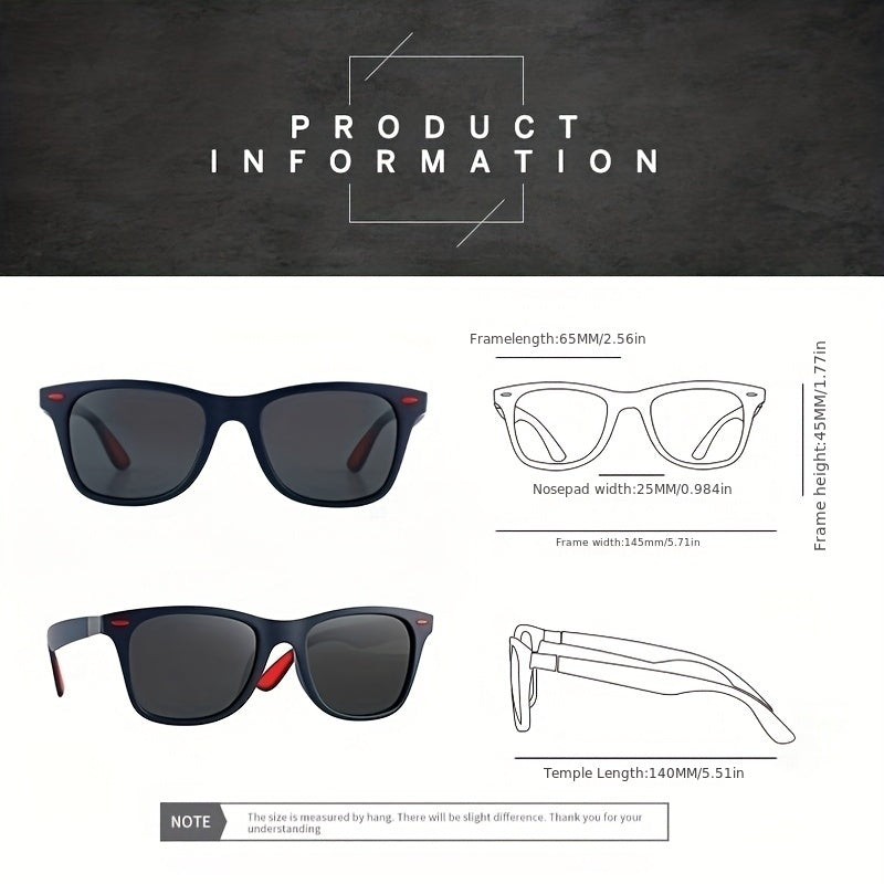 Classic Square Frame Polarized Sunglasses Men Women Vintage Driving Sunglasses