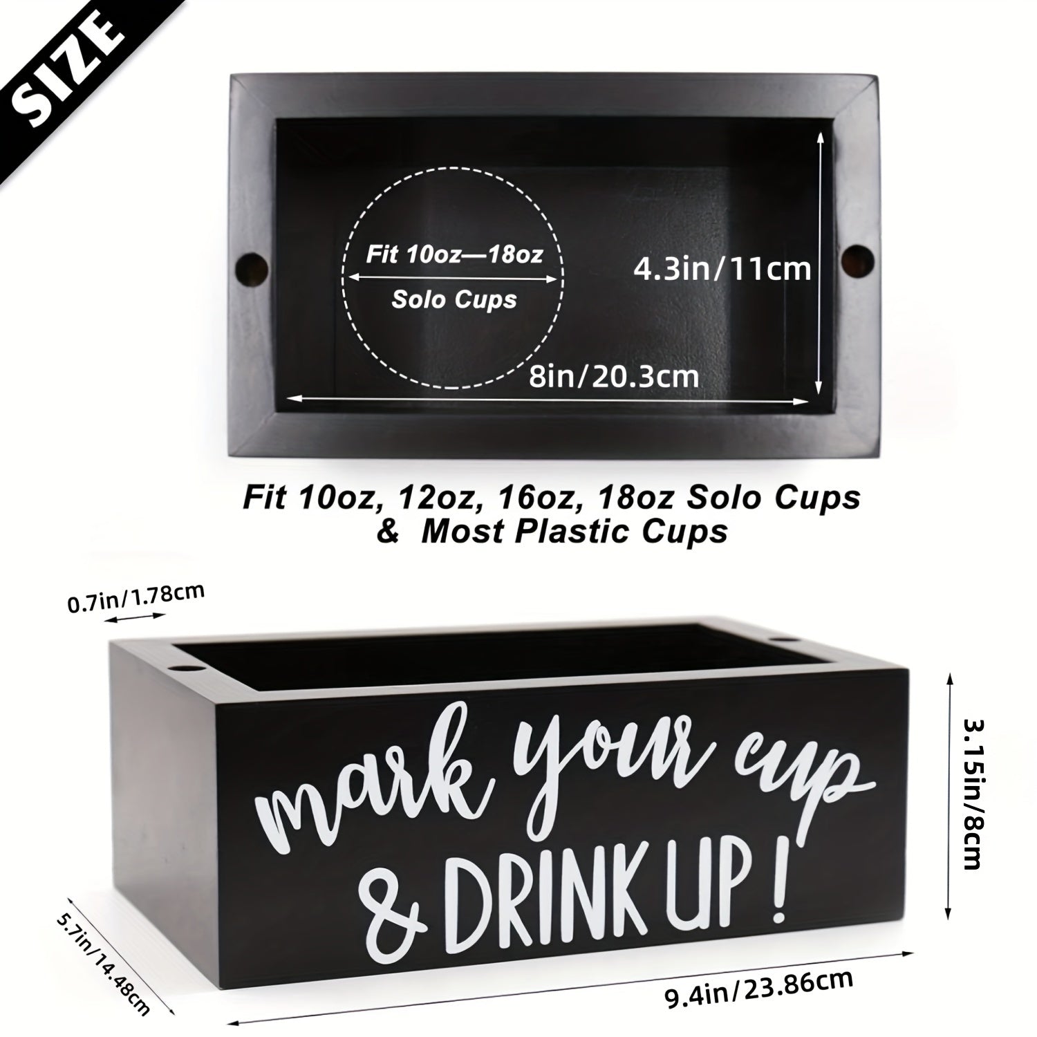 Rustic Wooden Cup Holder with Marker Slot