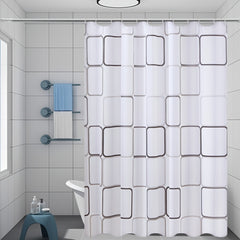 Small Checkered PEVA Shower Curtain Waterproof Bath Curtain