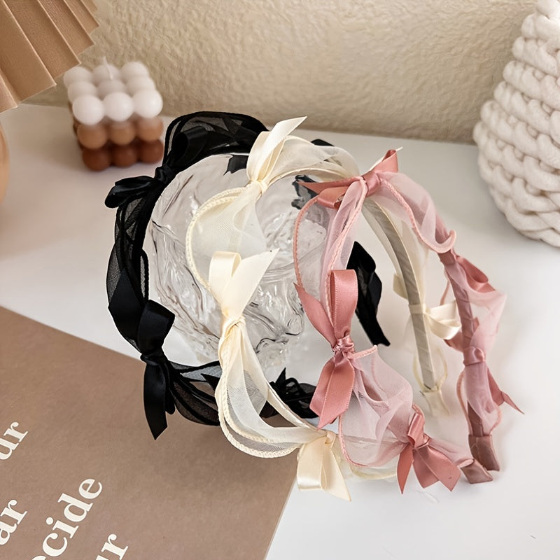 Bowknot Lace Hair Hoop Headband Thin Edge Hair Accessories