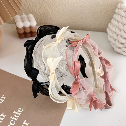 Bowknot Lace Hair Hoop Headband Thin Edge Hair Accessories