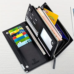 Men's Leather Zipper Long Business Wallet Phone Holder