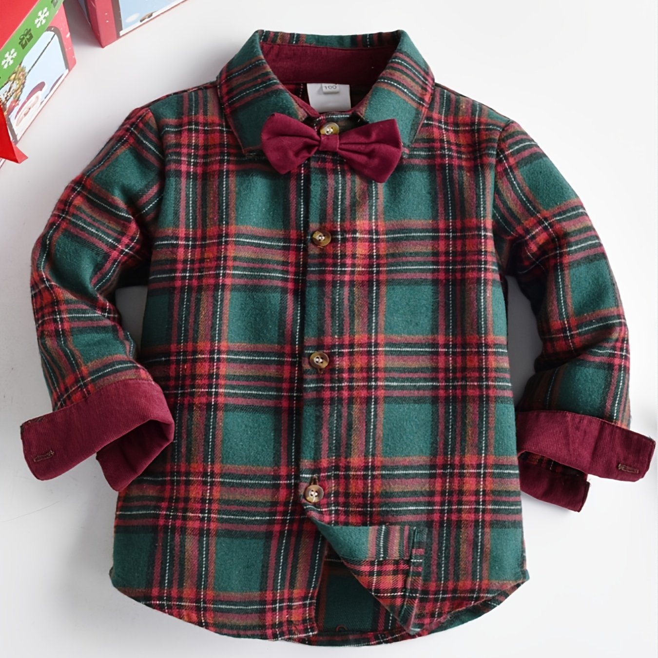 Baby Boys Christmas Outfit Gentleman Outfit Long Sleeve Bow Tie