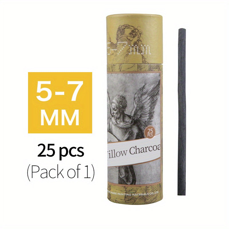 25pcs Willow Charcoal Sticks Natural Charcoal For Artists Beginners