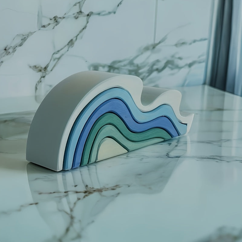 Decorative Wooden Toy Building Blocks with Realistic Wave Patterns