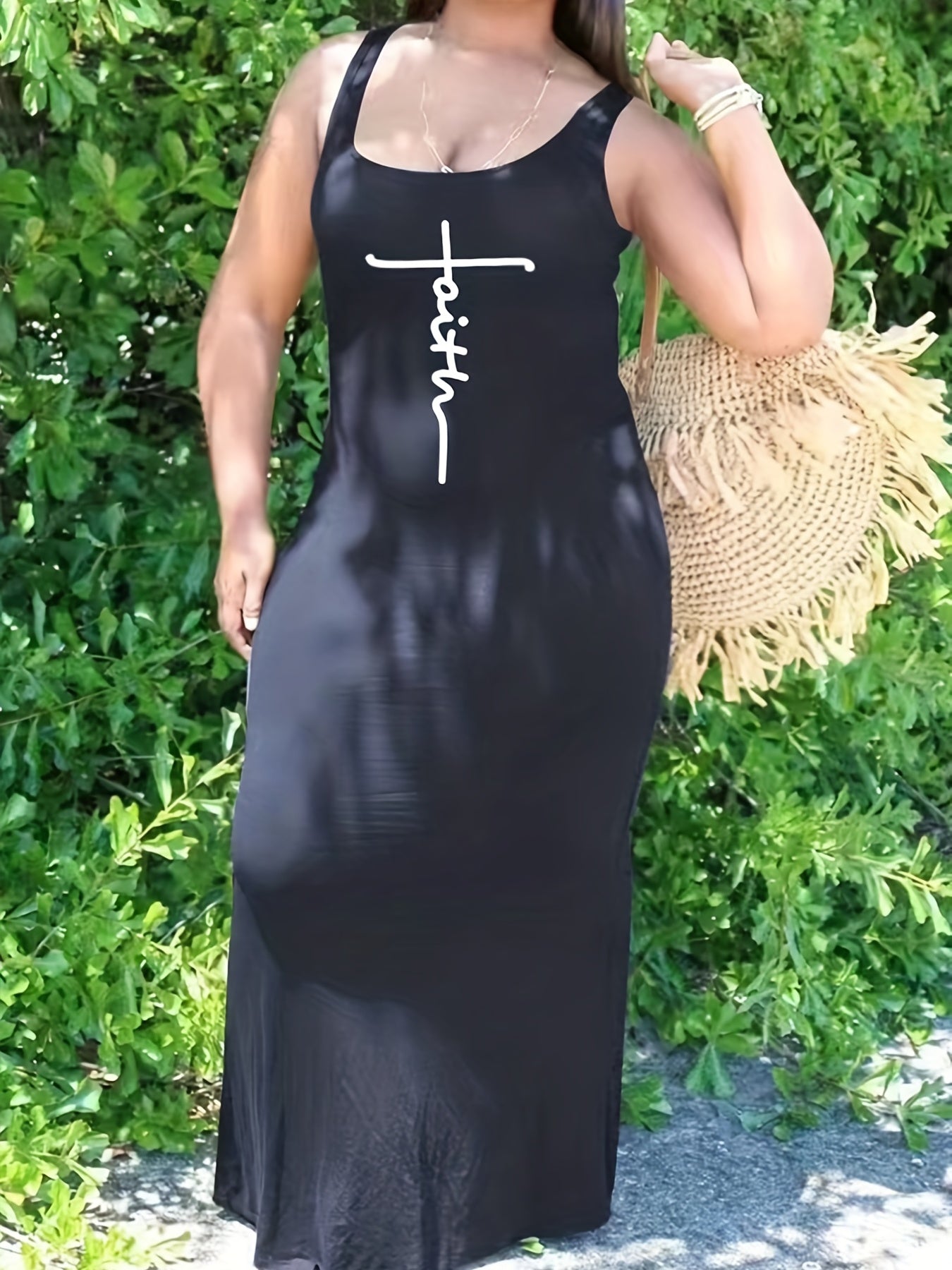 Letter Print Tank Maxi Dress