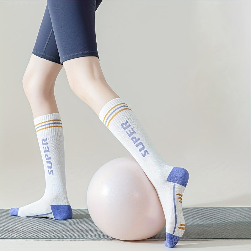Women's Letter Print Sports Calf Socks - Knee High Stockings