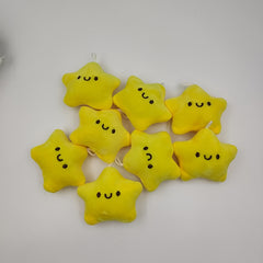 12pcs Yellow Star Squeaky Plush Keychain