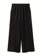  Ribbed High Rise Wide Leg Trousers