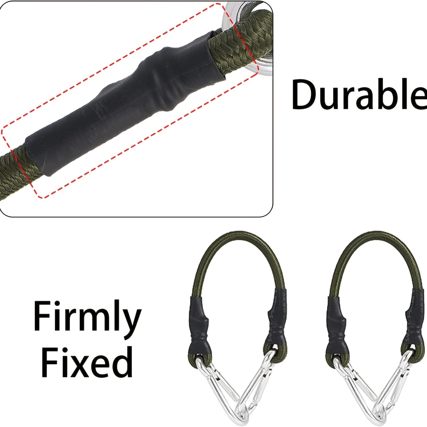 Heavy Duty Elastic Bungee Cords 8mm Carabiner Clips Tarpaulin Waterproof