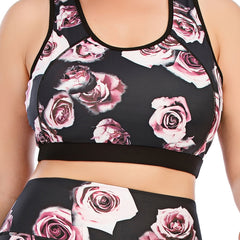 Floral Print Round Neck Yoga Bra Plus Size