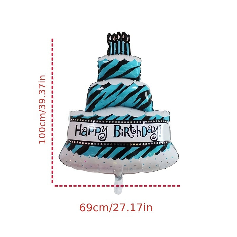 Large Birthday Candles Three Layers Cake Aluminum Film Balloons