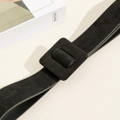 Women Velvet Girdle Woollen Square Buckle Suede PU Belt