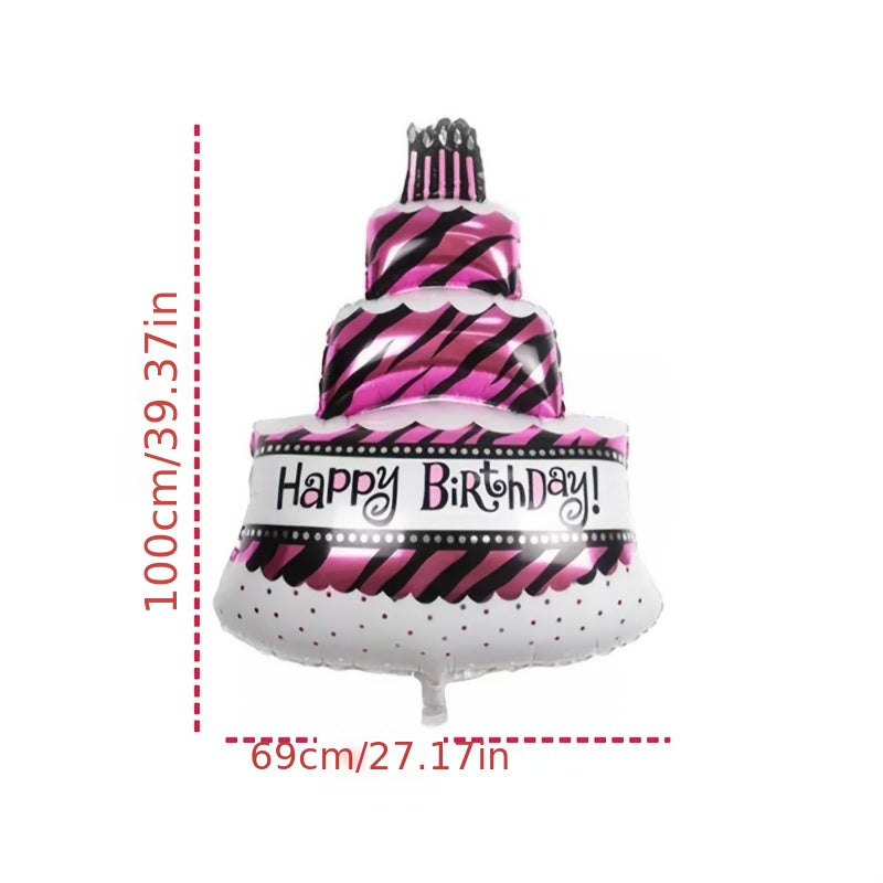 Large Birthday Candles Three Layers Cake Aluminum Film Balloons