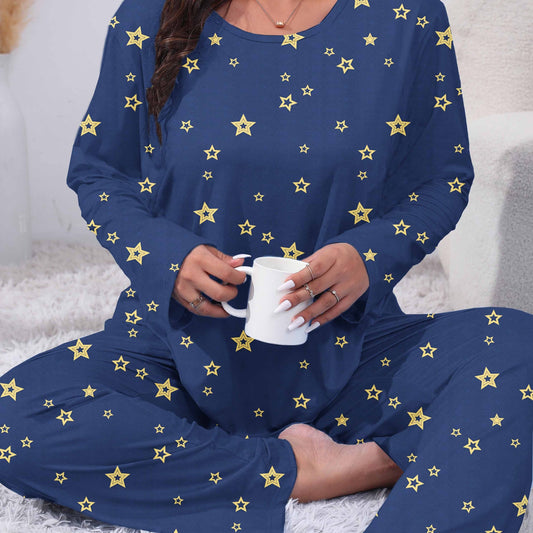  Allover Star Print Tee & Pants Pajama Set