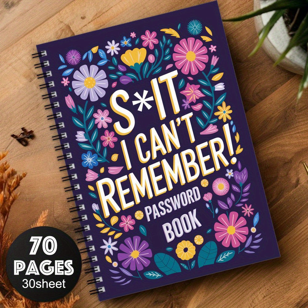 Spiral Password Notebook - Internet Website Address Login Details Logbook