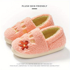 Letter & Flower Print Slippers Slip On Round Toe Low Indoor Shoes
