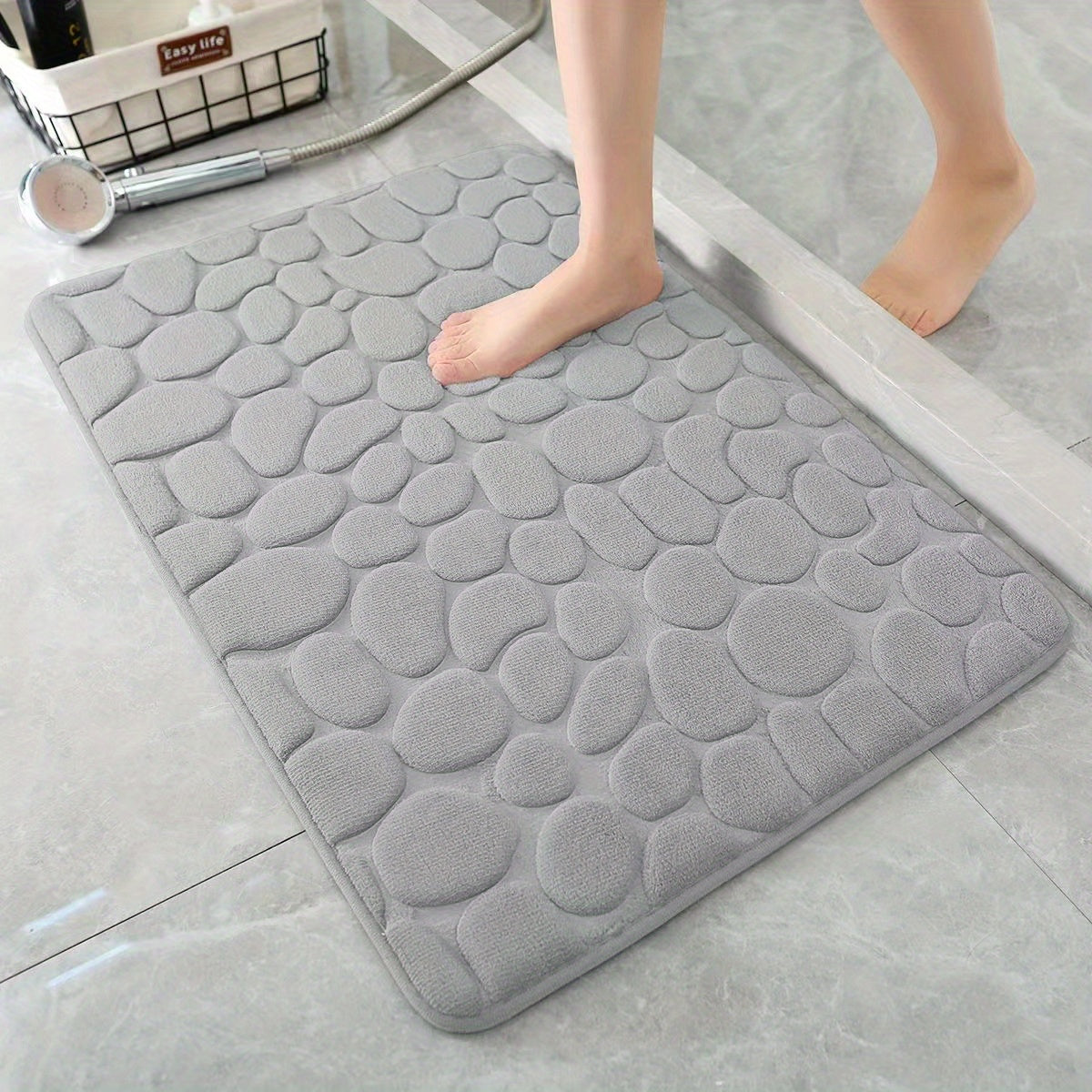 Memory Foam Bath Mat Cobblestone Water Absorbent Non Slip