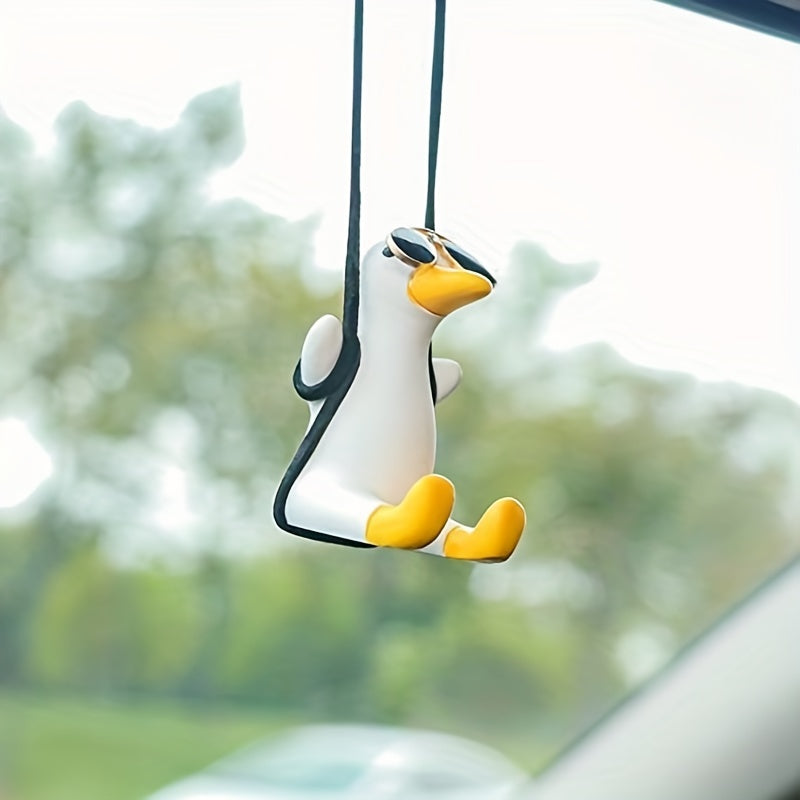 Swing Duck Car Ornament Sunglass Duck Pendant Rearview Mirror Interior Decor