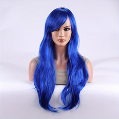 Colorful Long Curly Anime Wig Multicolor Style Full Head Wig With Bangs