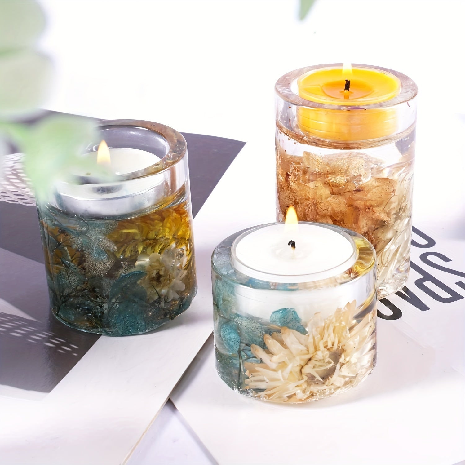 Resin Candle Holder Molds Set for Home Decor & Wedding, 3 Sizes