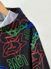 Boys Luminous Letter & Gamepad Print Hooded Sweatshirt