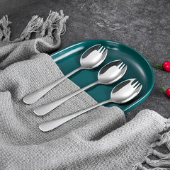 4PCS Stainless Steel Spork Salad Spoon Fork Honey Dessert Ice Cream Scoop Fork