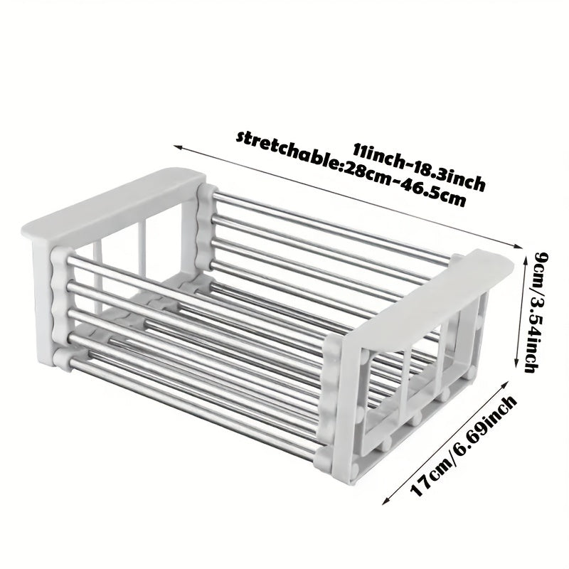 Retractable Sink Drain Rack Stainless Steel Over Sink Dish Drying Rack
