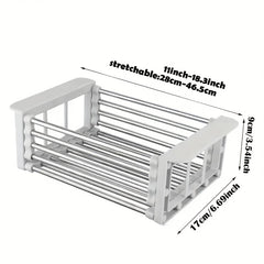 Retractable Sink Drain Rack Stainless Steel Over Sink Dish Drying Rack