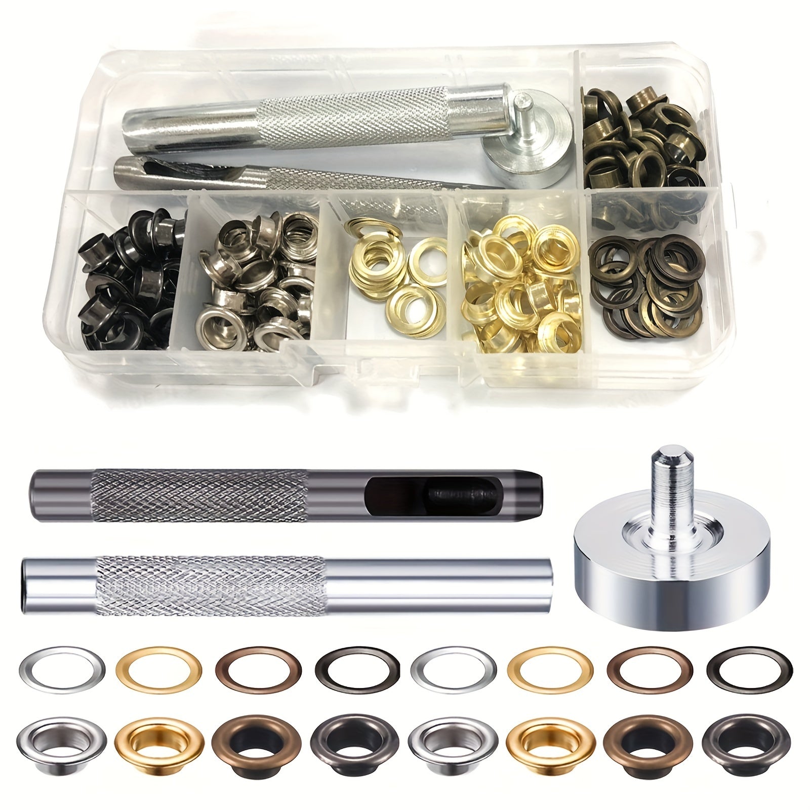 100Sets Grommet Kit Eyelets w/ Install Tool Kit for Crafts B