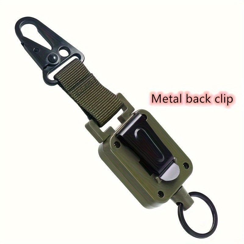 Metal Buckle Keychain With Clip & Retractable Wire Rope
