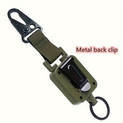 Metal Buckle Keychain With Clip & Retractable Wire Rope