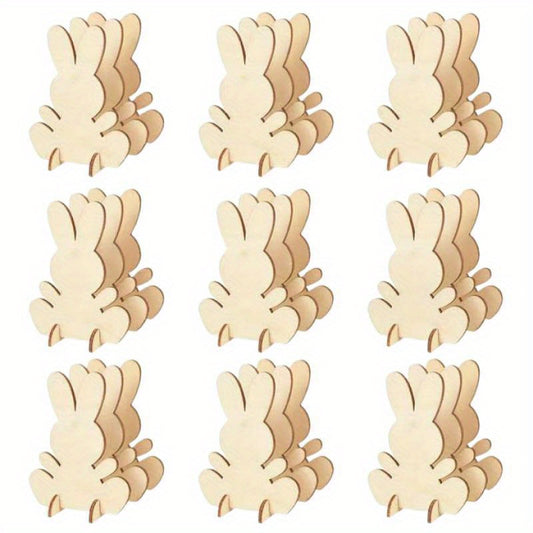 Wooden Easter Bunny Puzzle Toy DIY Easter Cartoon 3D Bunny