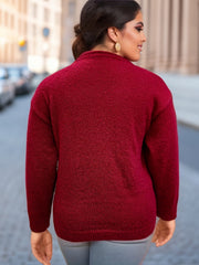  Casual Sweater Women's Plus Solid Long Sleeve Round Neck Jumper