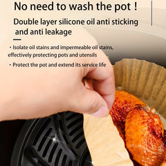 50pcs High Temp Air Fryer Liner Paper For Absorption - Disposable Baking Pads