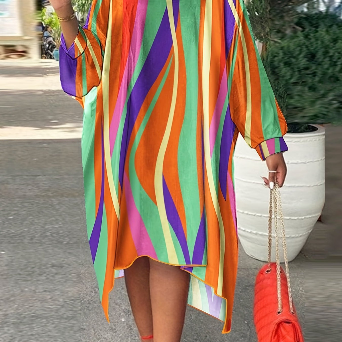  Multicolor Maxi Dress Loose Fit