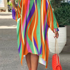  Multicolor Maxi Dress Loose Fit