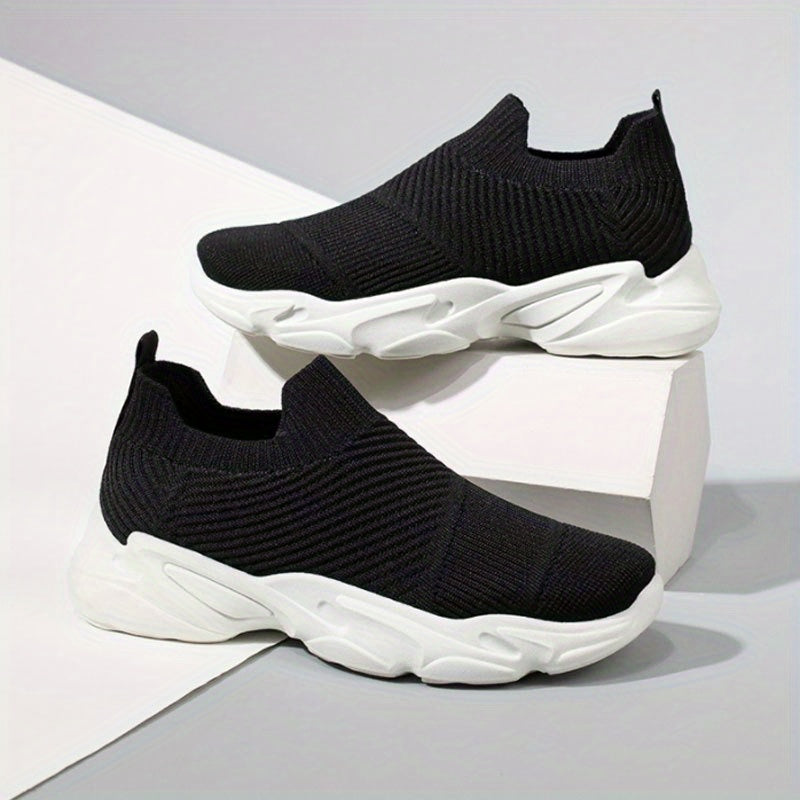 Women's Textured Knitted Socks Shoes Slip On Casual Sneakers
