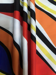  Colorblock Stripe Print Wide Leg Trousers
