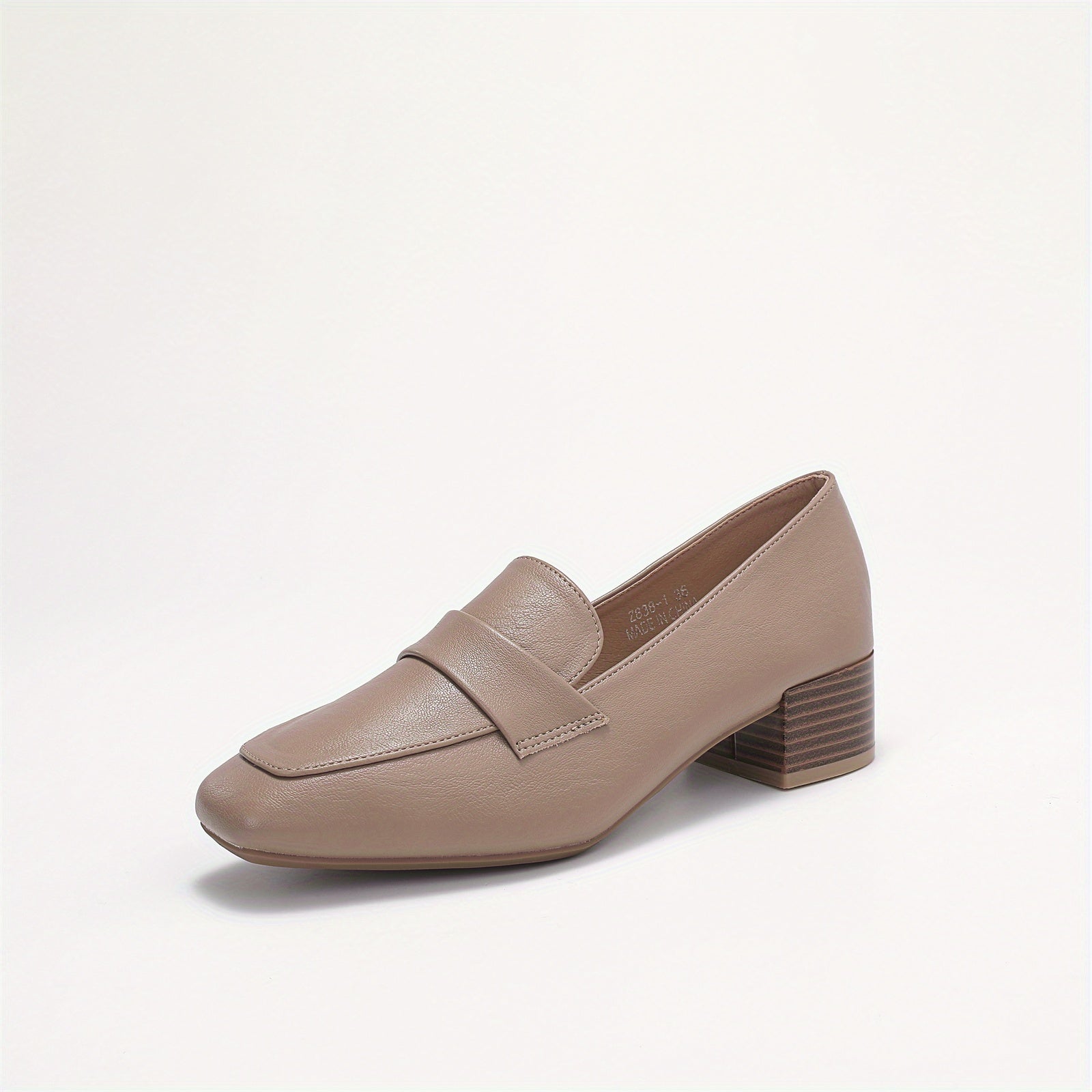 Women's Square Toe Chunky High Heels Solid Slip On Stacked Heels Pumps
