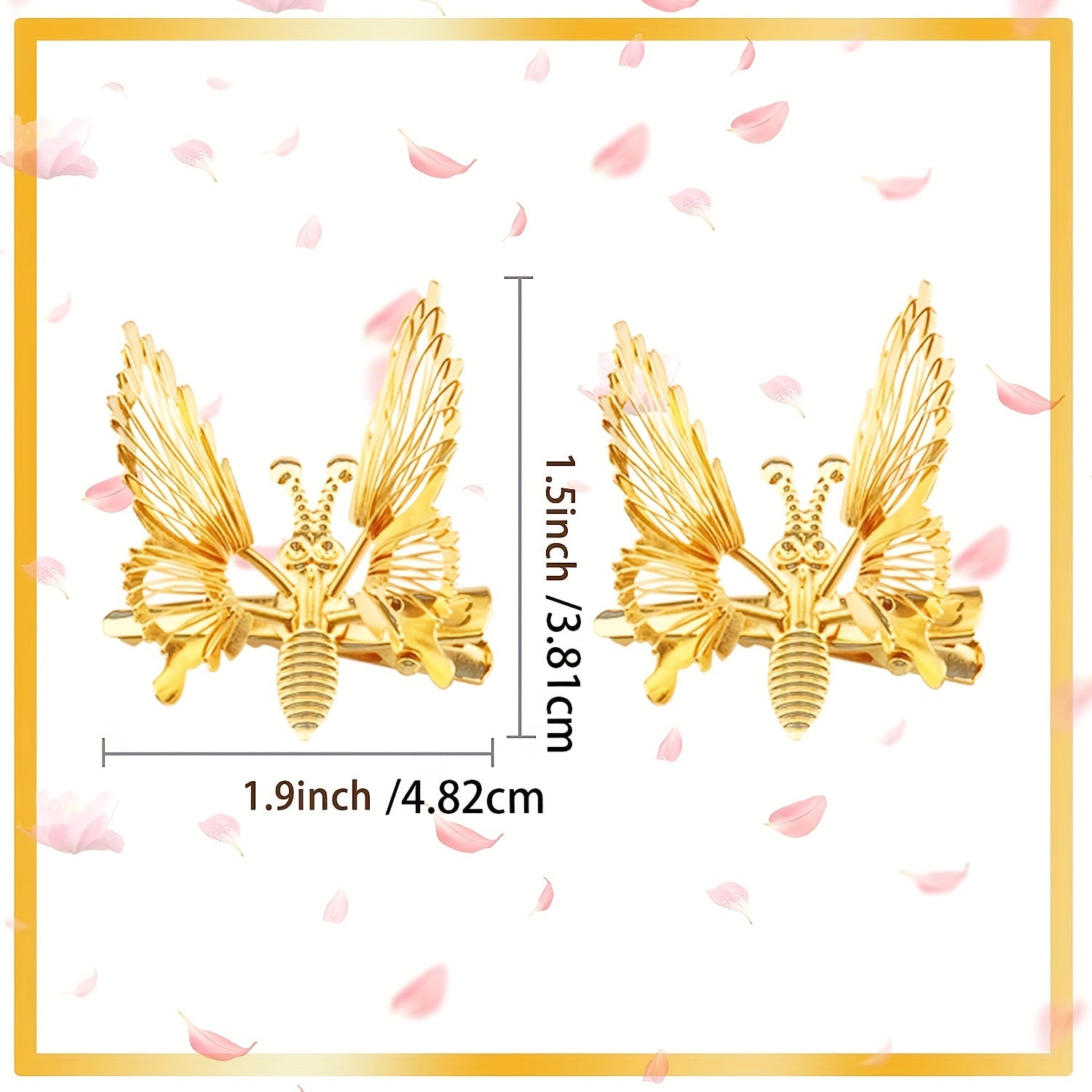 Vintage Style Butterfly Hair Clip Golden Metal Duck Billed Clip