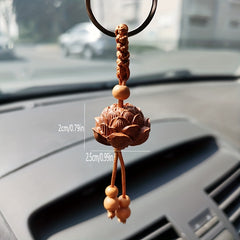 Peach Wood Lotus Car Key Chain Wooden Pendant Gift Souvenir