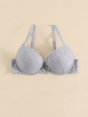 Flower Lace Bra Bow Push Up Lingerie