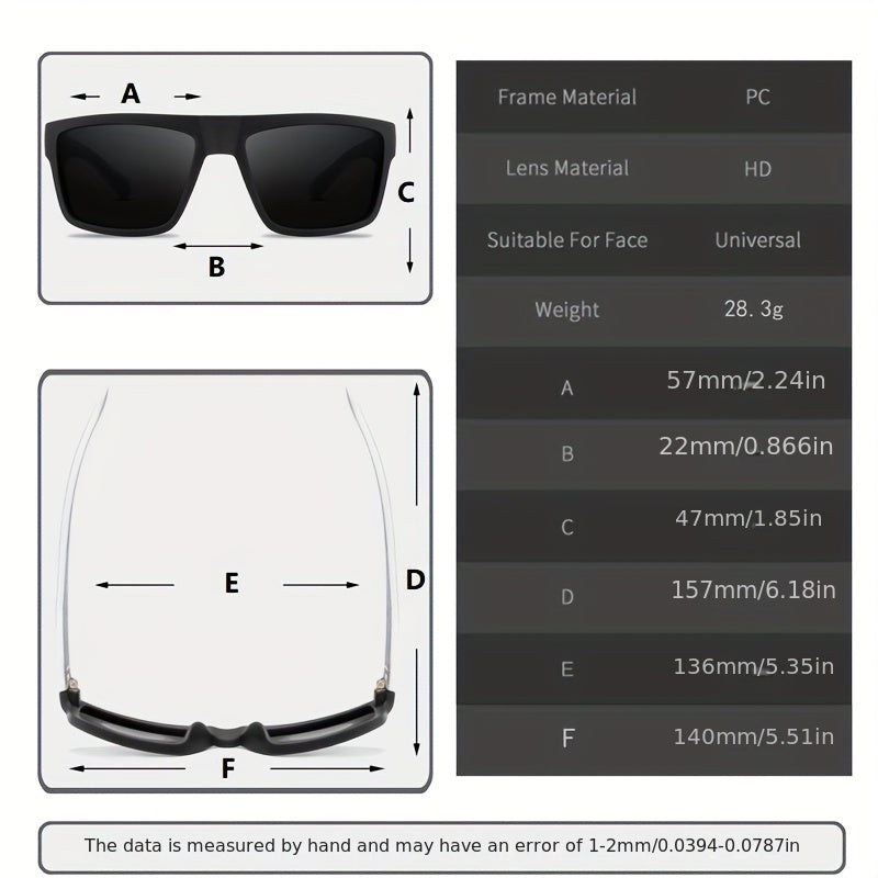 Men's Vintage Square Frame Polarized Sunglasses for Sports Fishing Driving