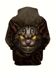 Men's Cat Pattern Hoodie with Pockets Casual Sweatshirt